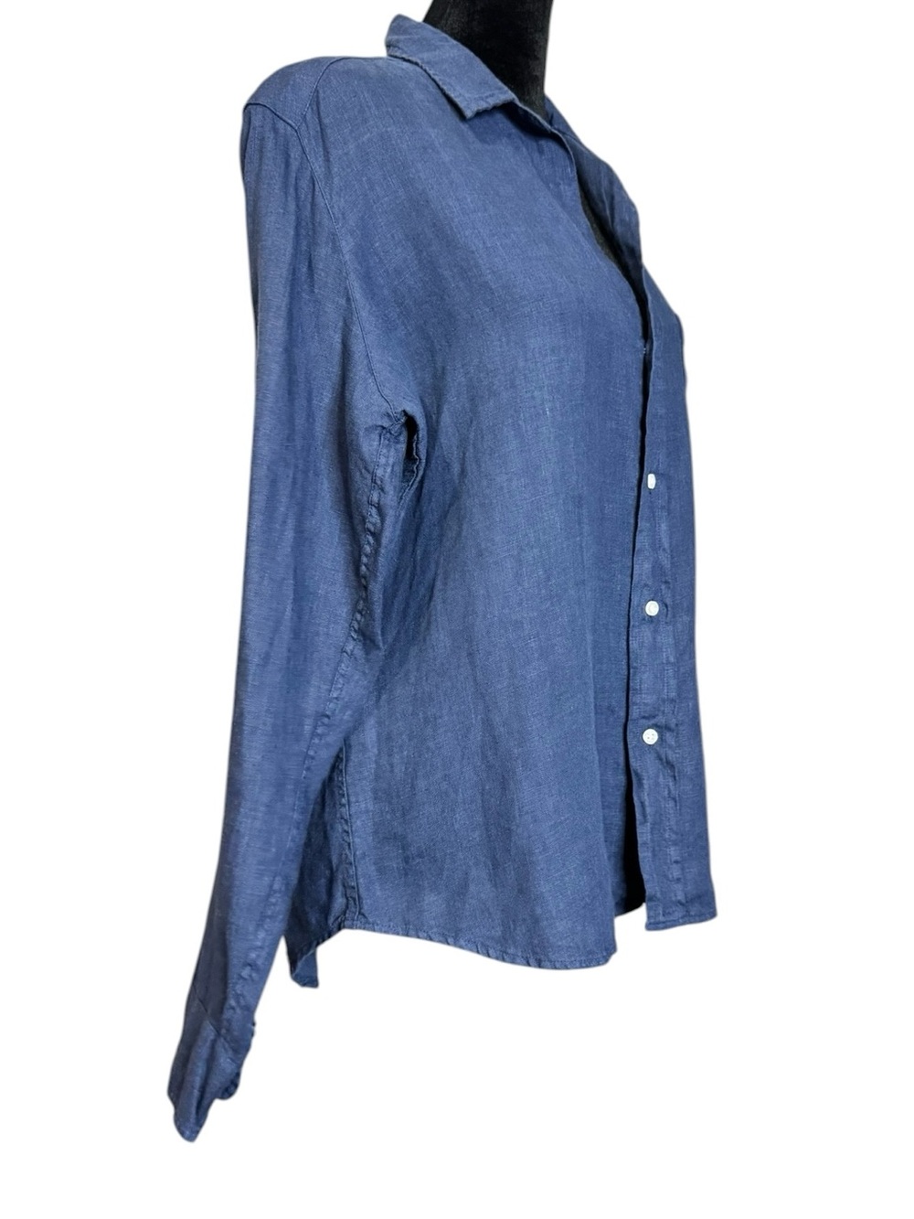 Frank & Eileen Eileen Linen Shirt Navy Relaxed Fit Button Up Top Women’s Small - Picture 5 of 9
